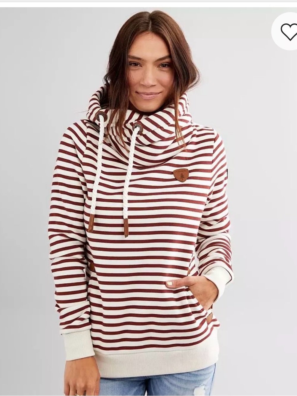 Wanakome Striped Cowl Pullover - Cream & Brown
